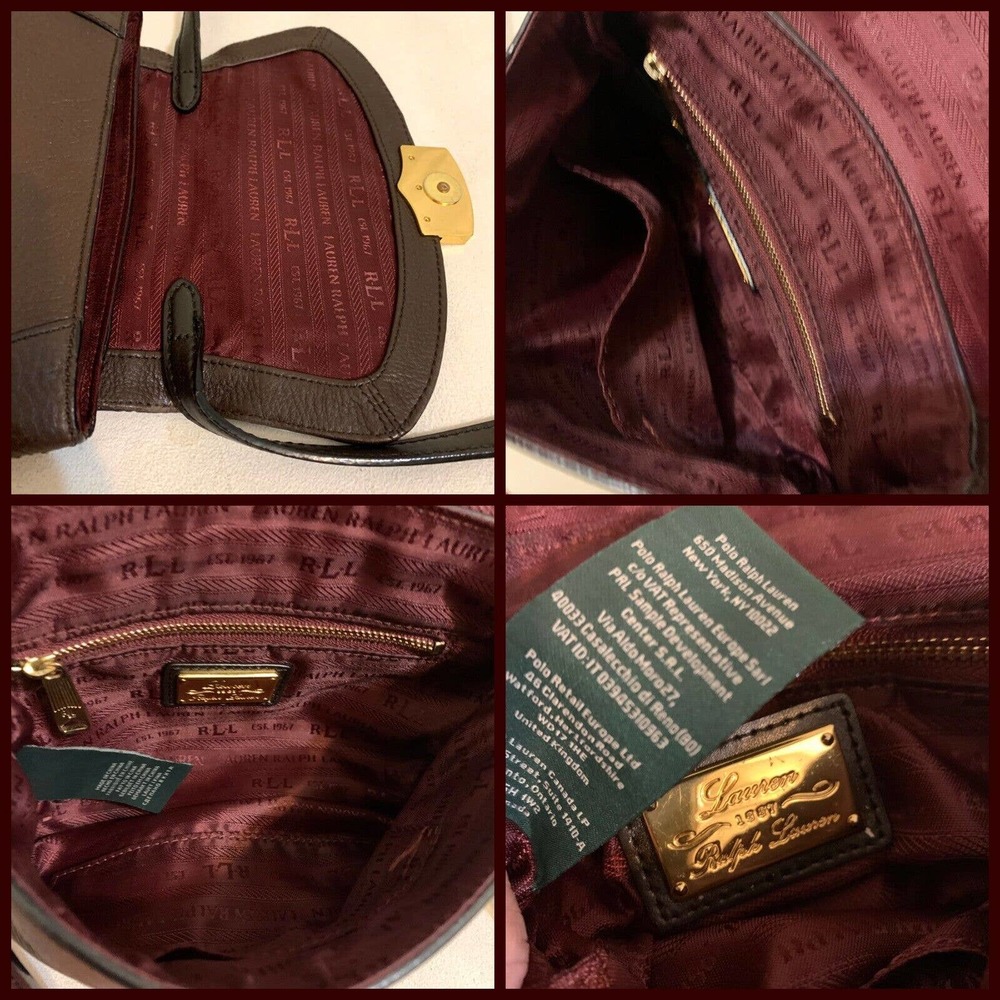 SOLD! POLO RALPH LAUREN Small Mahogany Brown Leather Vintage Flap XBody - Picture 11 of 16